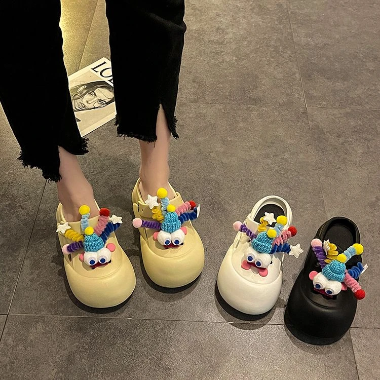 摇摇棒厚底洞洞鞋女2025夏季新款外穿包头凉拖鞋百搭踩屎感凉鞋潮