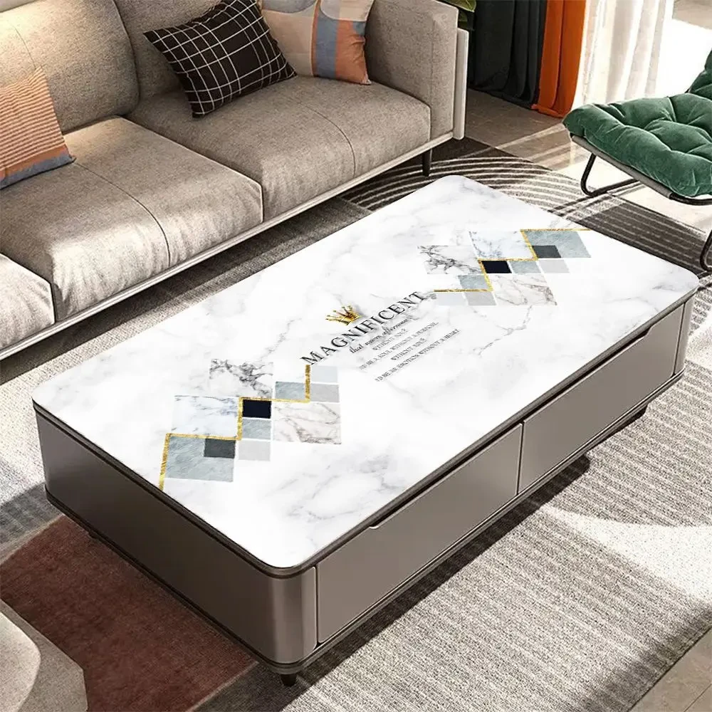 网红轻奢PVC茶几桌垫防水防油免洗防烫餐桌垫家用简约长方形桌布