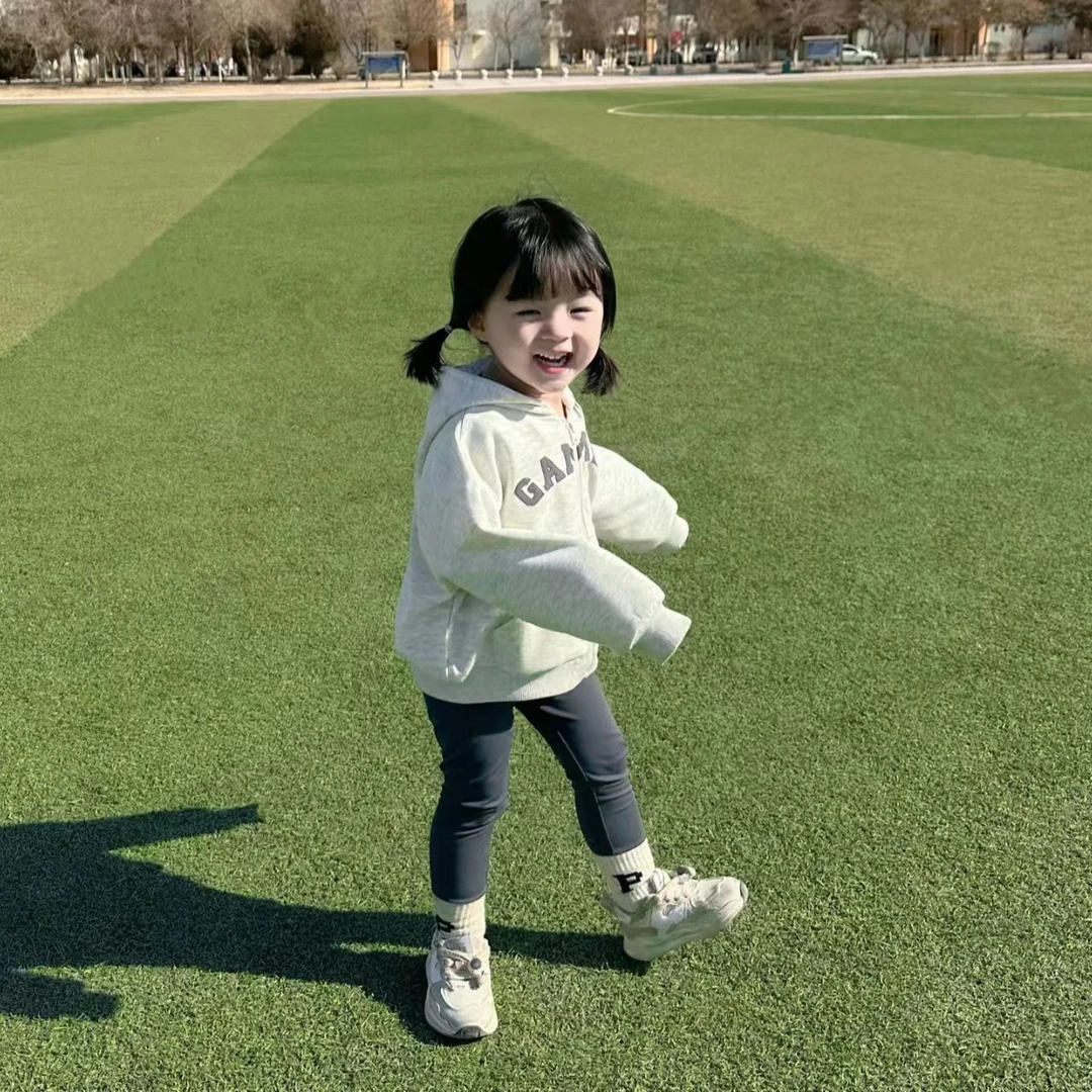 儿童加绒外套连帽卫衣加绒加厚秋冬女童洋气休闲宽松秋季棒球服