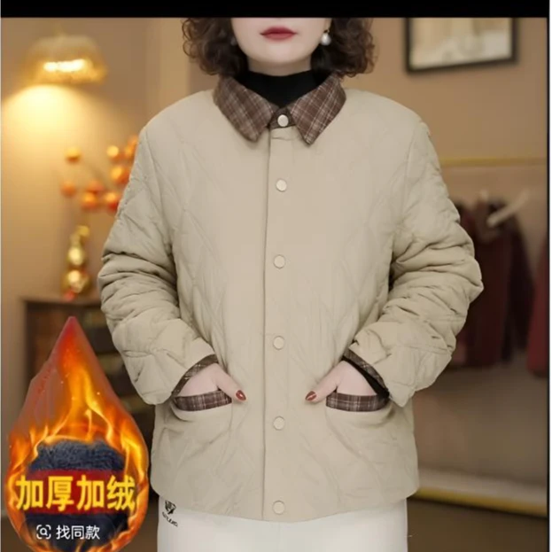 2024冬季新款加绒加厚款妈妈装休闲时尚气质减龄款中老年保暖棉服