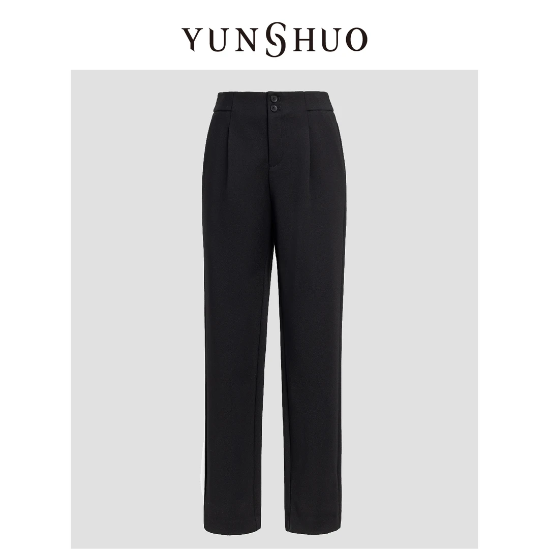 YUNSHUIO允硕秋冬新品西装裤女高腰显瘦休闲通勤直筒裤子199862
