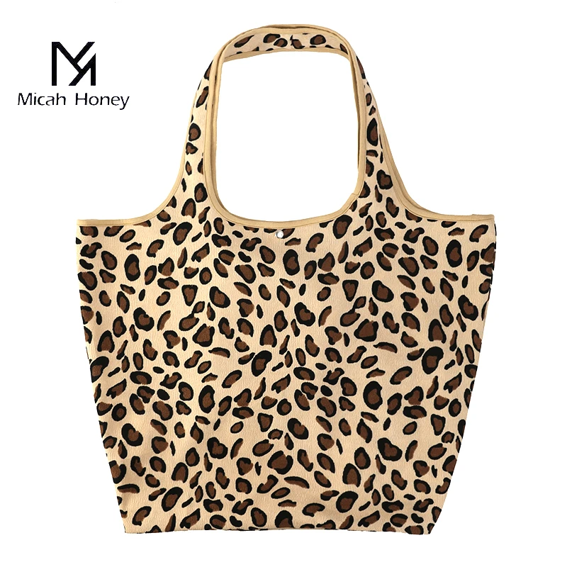 米加蜜时尚休闲女士豹纹布艺单肩袋