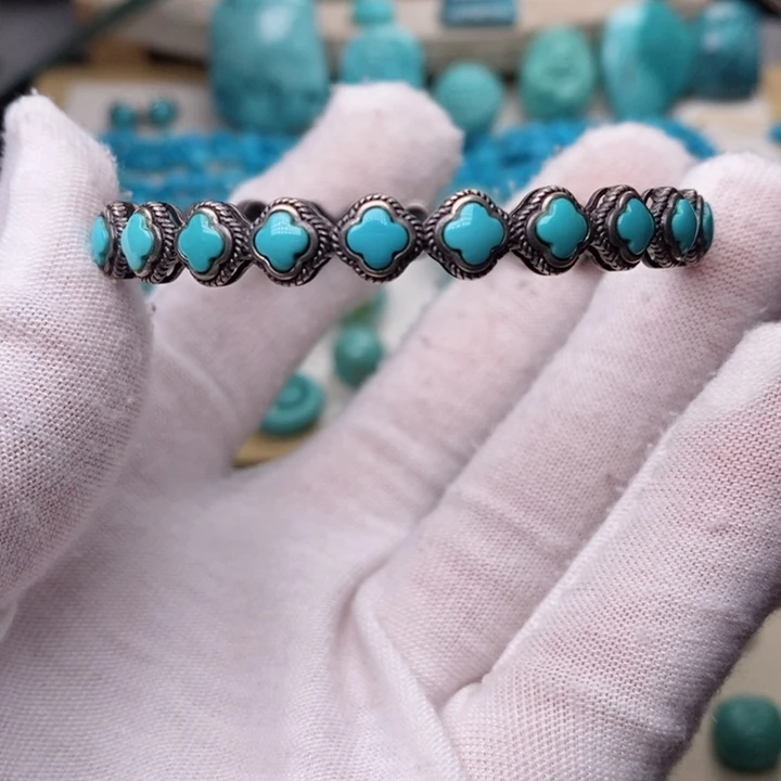 绿松石挂件银S925镶嵌