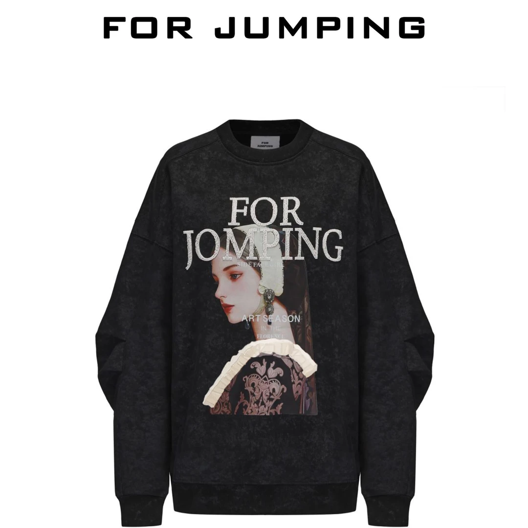 FOR JUMPING设计师品牌24秋冬新款 守望黑色卫衣