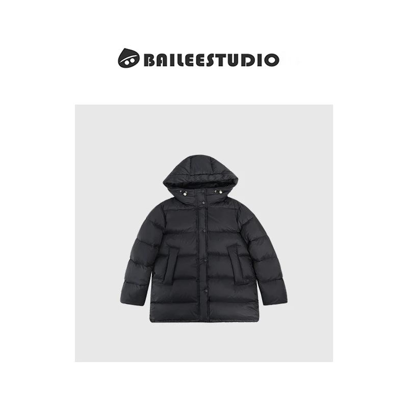 【柏栗良品】90白鸭绒设计感连帽软糯面包服减龄净版羽绒服外套8777