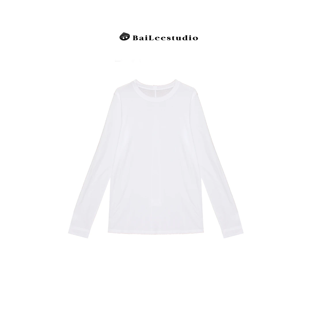 【柏栗良品】长绒棉圆领长袖打底T恤0913