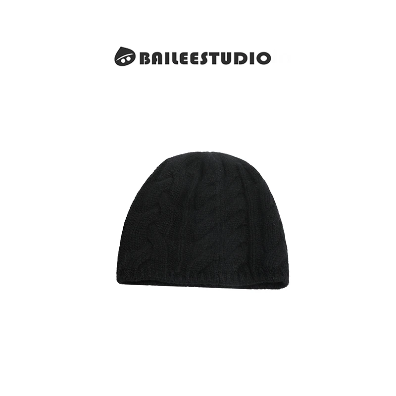 【柏栗良品】秋冬新款~100山羊绒帽子粗针麻花包头帽百搭女款冷帽