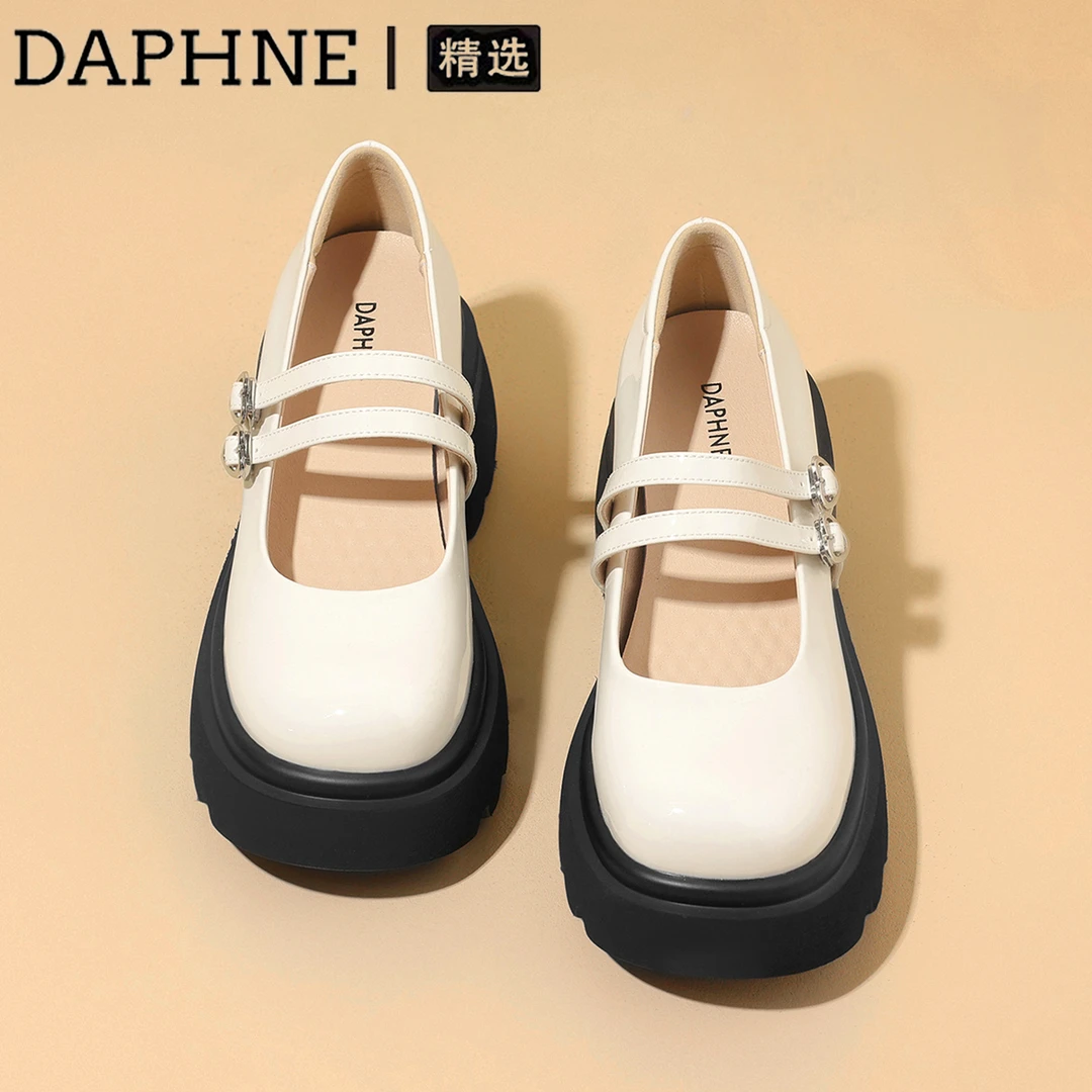 达芙妮厚底增高圆头单鞋女夏季爆款时尚英伦学院制服百搭玛丽珍鞋