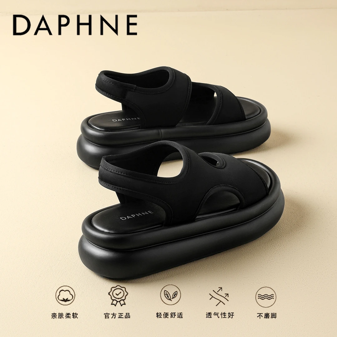 达芙妮爆款凉鞋女鞋2025年夏季新款外穿运动镂空配裙子增高沙滩鞋