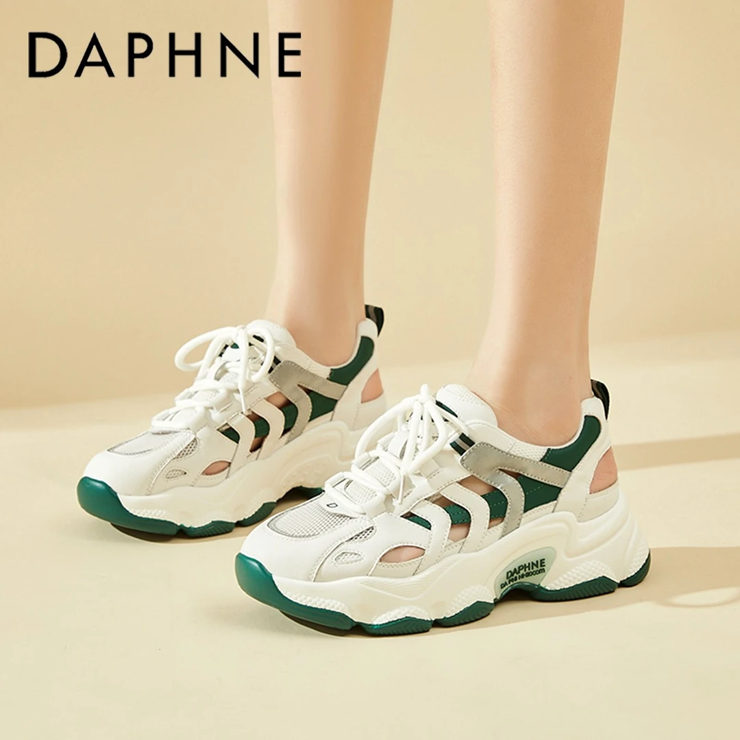 达芙妮包头运动凉鞋女款2025新款夏季厚底镂空透气女鞋秋款老爹鞋