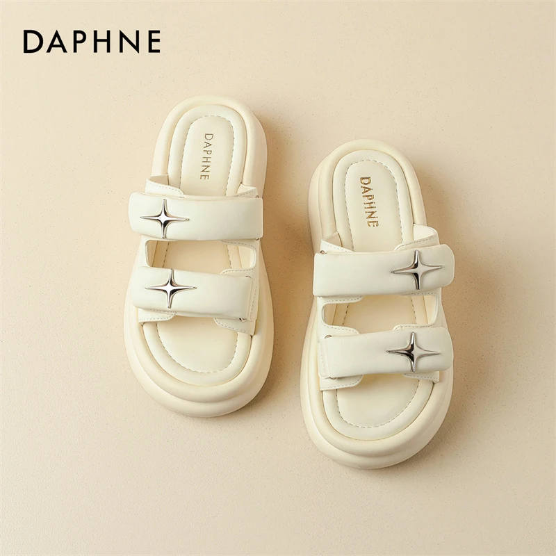 达芙妮凉鞋夏季2025新款厚底松糕鞋运动沙滩鞋一字拖百搭凉拖鞋女
