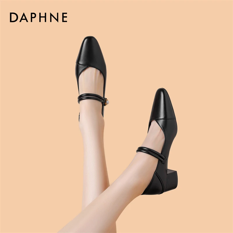 达芙妮女款百搭浅口舒适增高简约法式甜美温柔气质一字式时尚单鞋