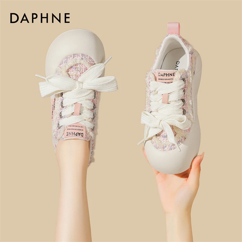 达芙妮甜美小香风休闲鞋女厚底面包鞋2025秋季爆款阔腿裤专用板鞋