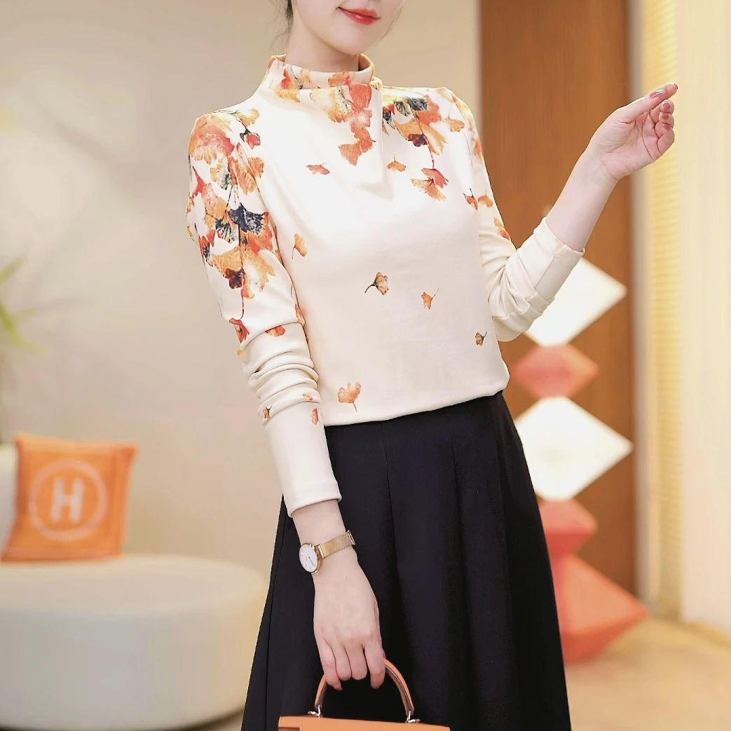 现货【秋意浓】时尚气质新款德绒打底外穿显瘦遮肉百搭弹力上衣