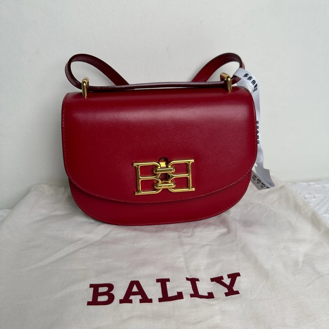 99新 BALLY/巴利 巴利红色马鞍包