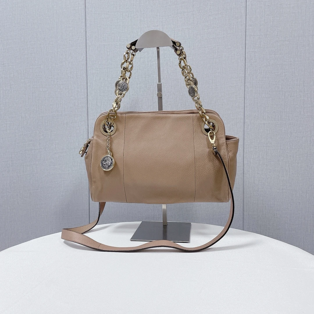 99新 BVLGARI/宝格丽 0811宝格丽 金棕古币单肩包