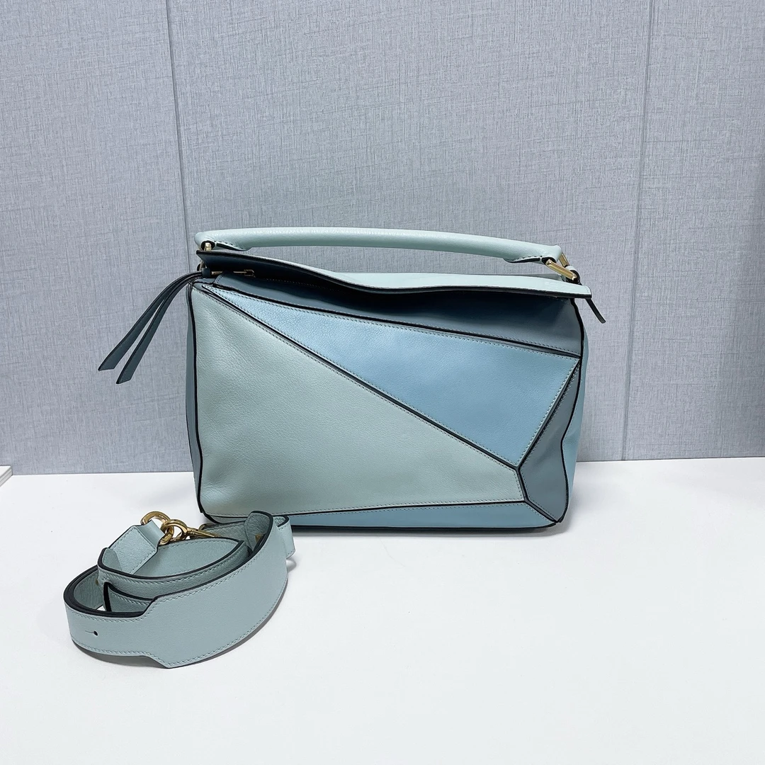 99新 LOEWE/罗意威 罗意威/Loewe Puzzle 雾霾蓝 肩包