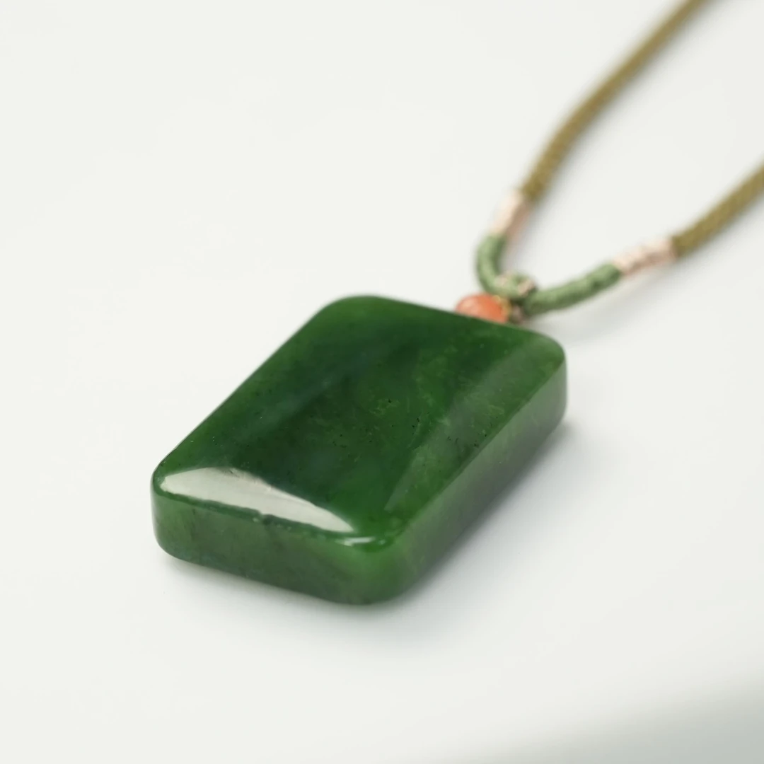 【人民严选文创】和田玉碧玉无事牌微黑点面包牌-40mm-多样性发其一