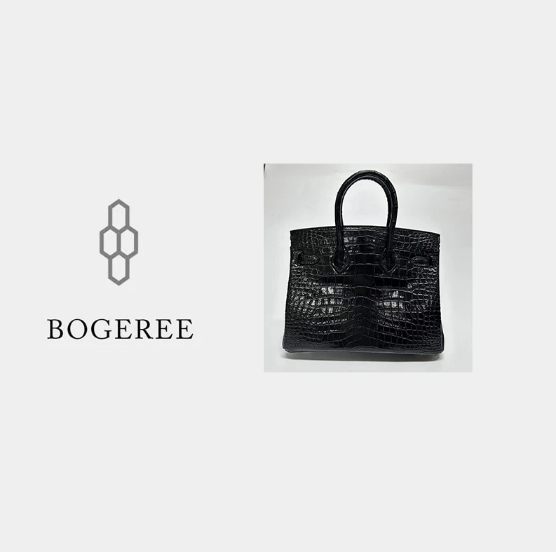 【BOGEREE】漫漫 · 手工高定25CM鳄鱼轻奢手提包   9912黑色 25 bk