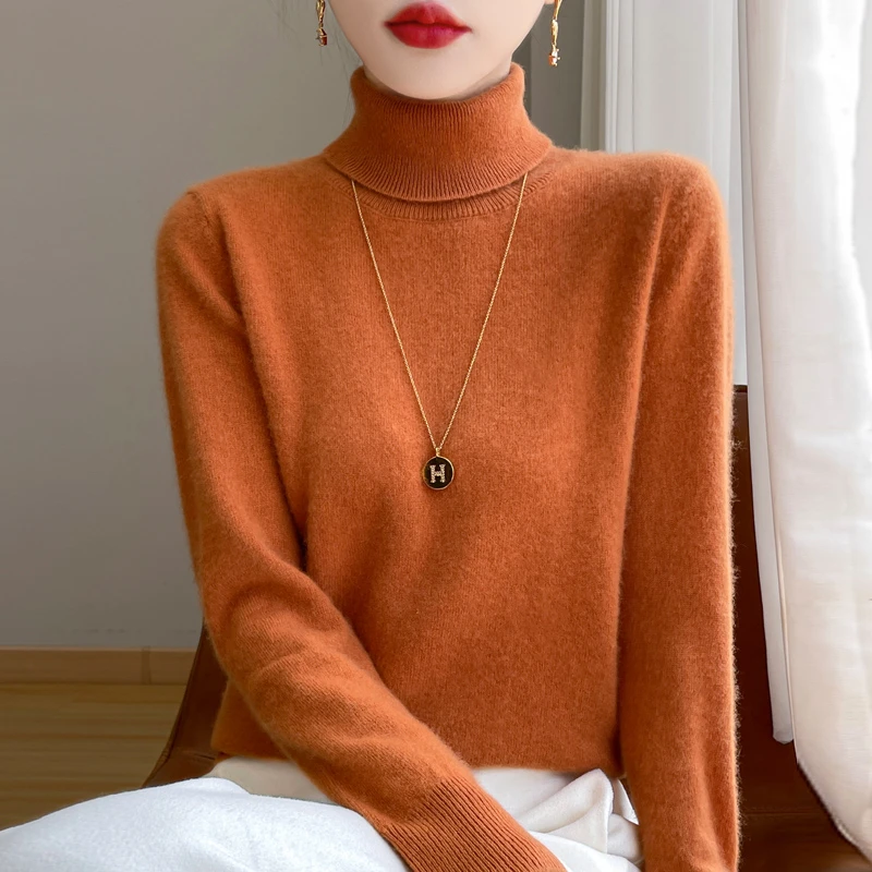 配大衣的高领羊毛衫女100%纯羊毛2024新款秋冬内搭毛衣针织打底衫