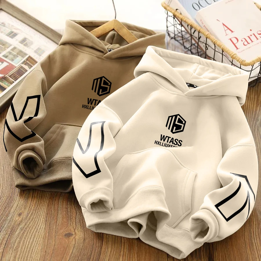 秋冬季男童加绒卫衣加厚潮款儿童装连帽洋气时髦帅气百搭上衣外套