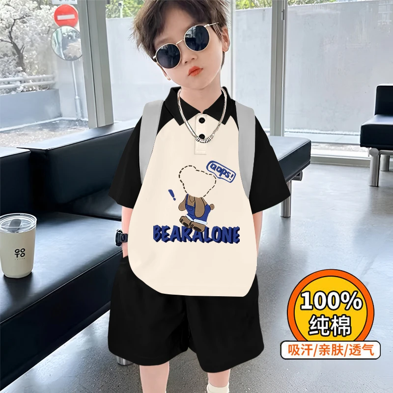 夏季儿童装男童帅气撞色POLO衫短袖百搭休闲纯棉宝宝男孩洋气T恤a