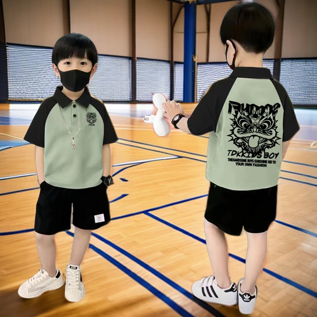 儿童装帅气男童POLO衫套装男孩运动休闲夏季爆款新品翻领短袖套装