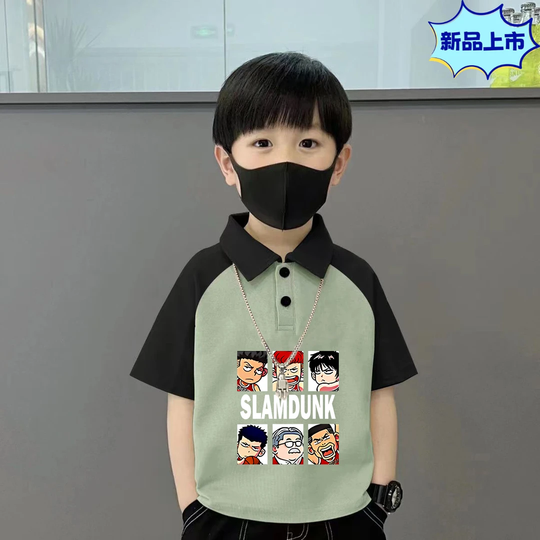 夏季潮款男童夏季卡通印花撞色polo衫儿童polo衫男孩洋气撞色短袖