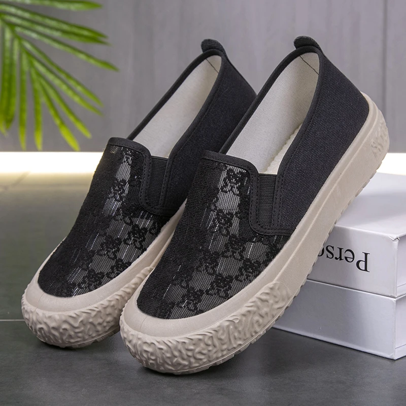 夏季新款老北京布鞋女士休闲时尚百搭厚底妈妈鞋透气潮流软底网鞋