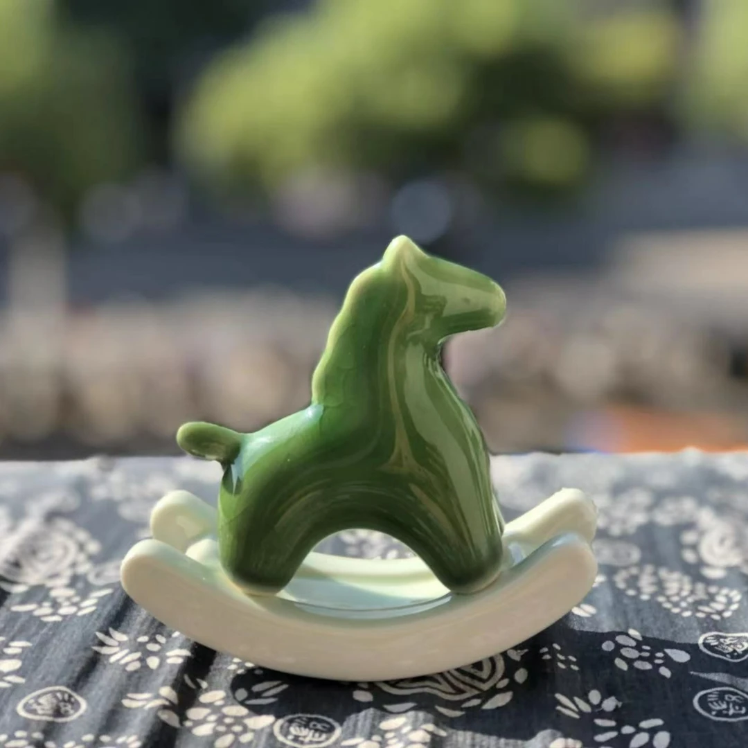 【静姐小院】摇摇小绿马茶宠陶瓷茶桌茶具小摆件茶宠茶道（V1059）