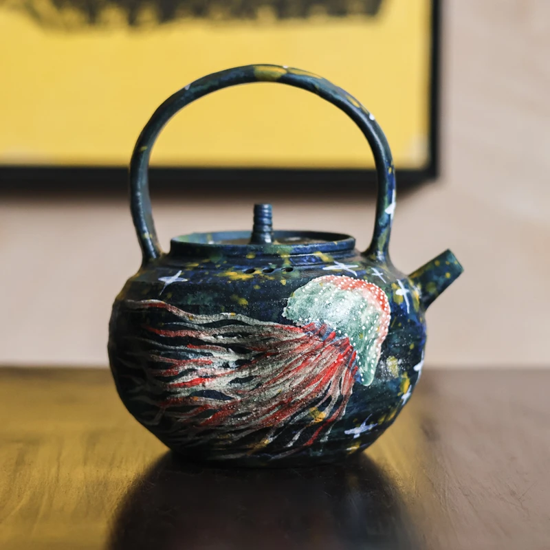 【静姐小院】红蓝水母手捏提梁壶（莫奈S0177）