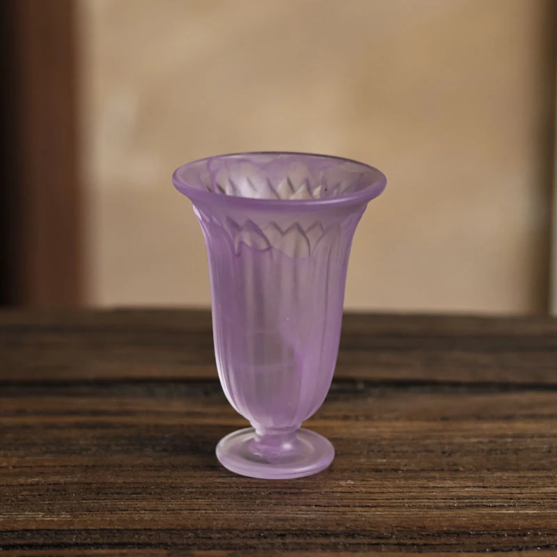 【静姐小院】花影高足杯紫色茶杯（琉璃S0219）