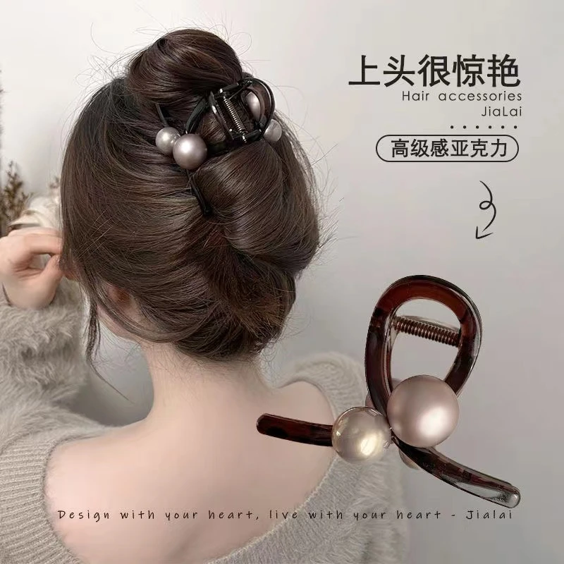 美拉德抓夹大号高级感头饰新款后脑勺磨砂发夹发抓ins鲨鱼夹发饰