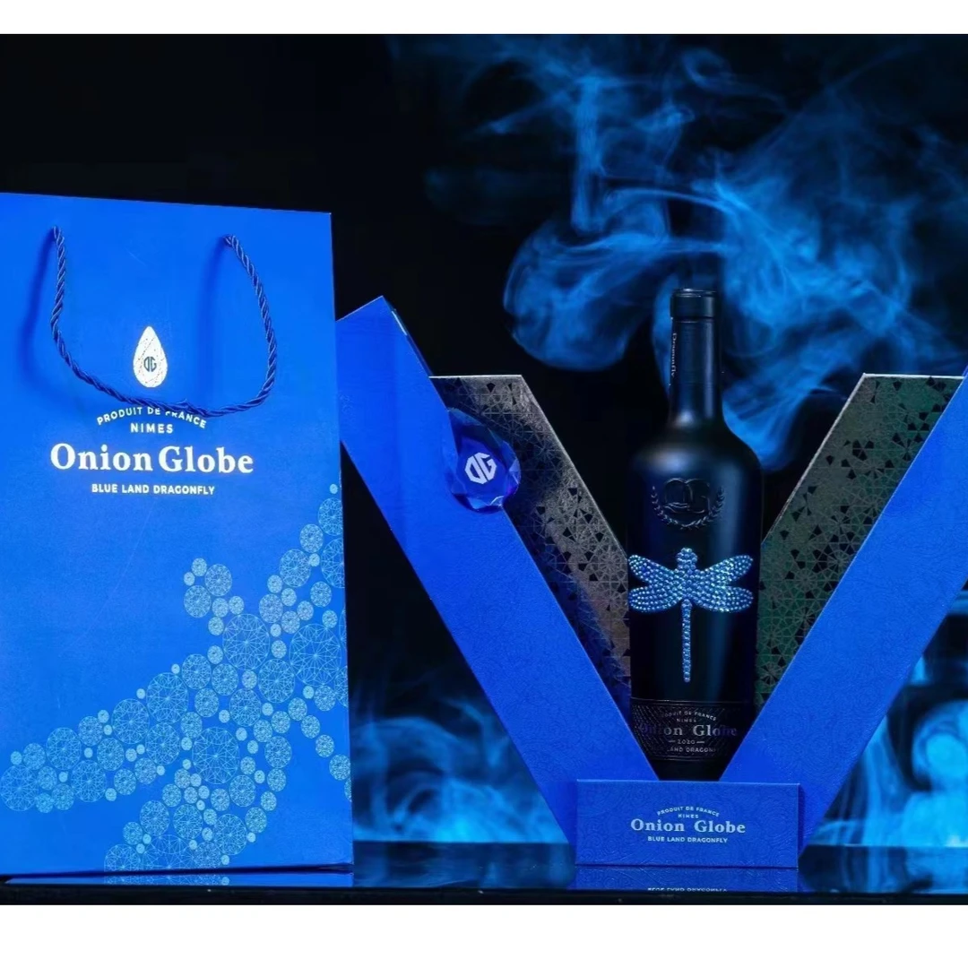 onion globe/洋葱环球法国进口蓝境蜻蜓干红葡萄酒15度AOP 礼盒装