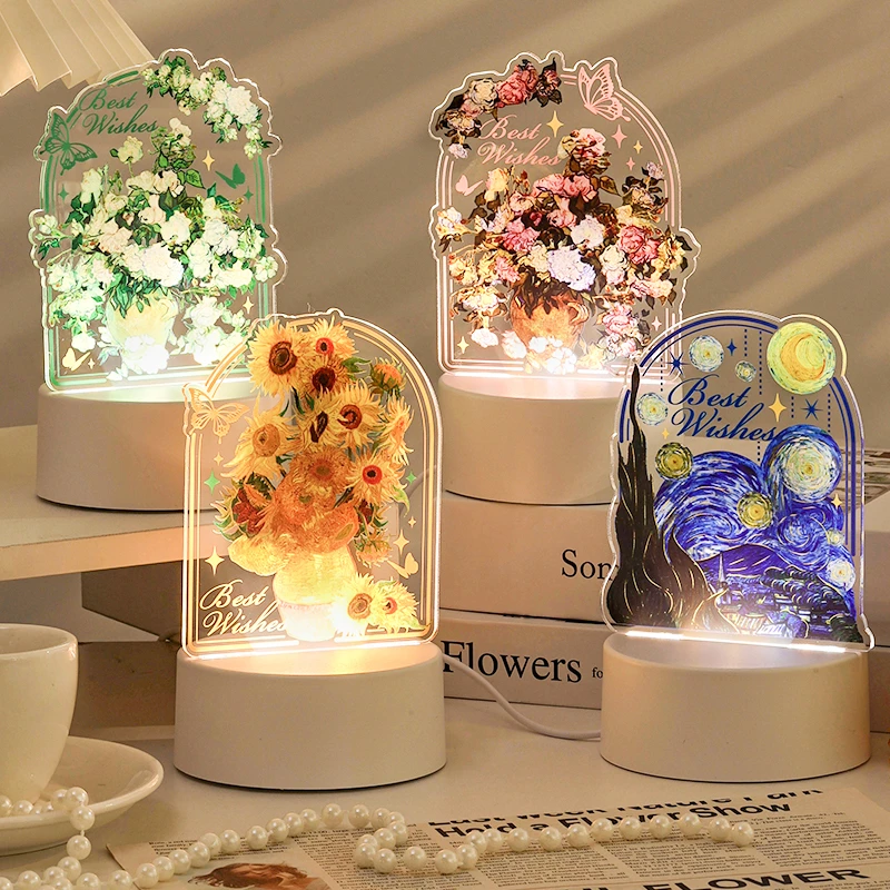 创意2025年新款油画夜灯桌面摆件生日礼物送女生闺蜜实用浪漫礼盒