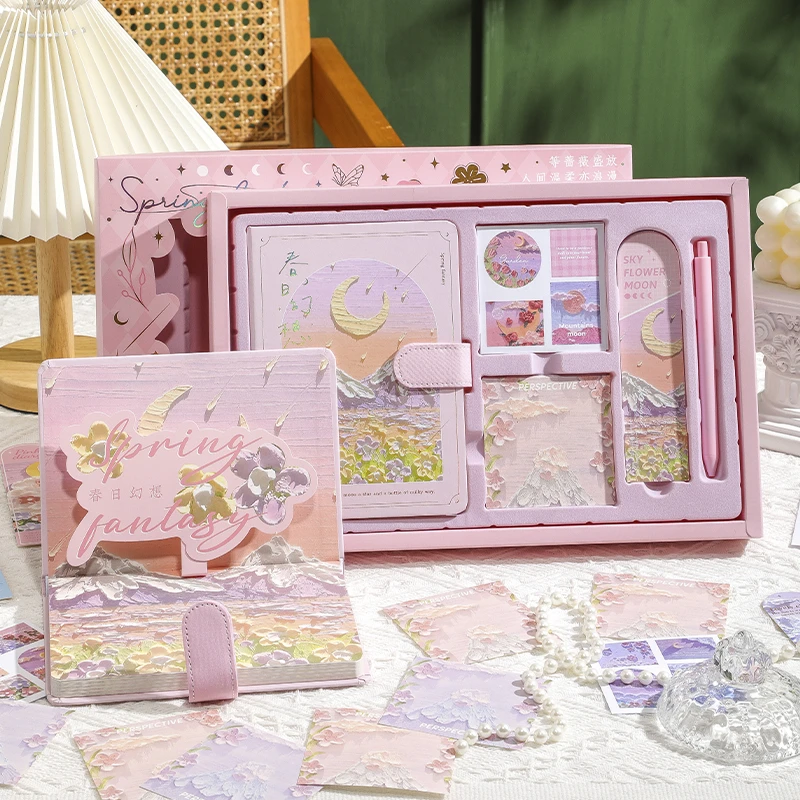 浪漫复古油画高颜值手帐本套装学生笔记本礼盒学习奖励生日礼物