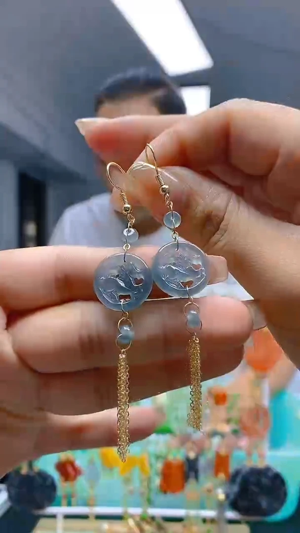 【闪购商品】翡翠耳饰合金0276翡翠耳钩