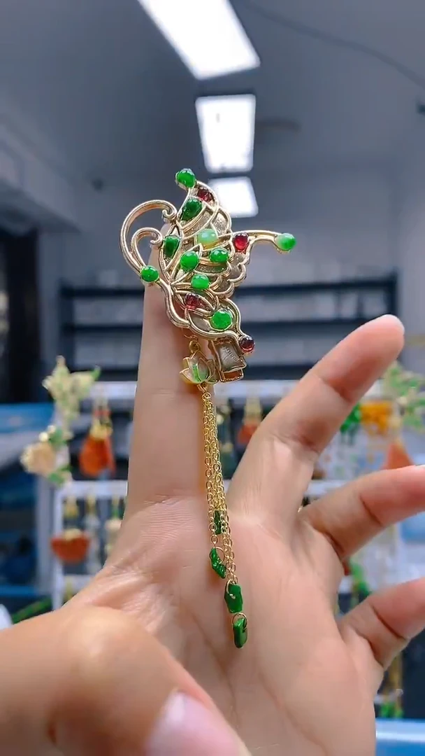 【闪购商品】翡翠耳饰合金288翡翠发簪