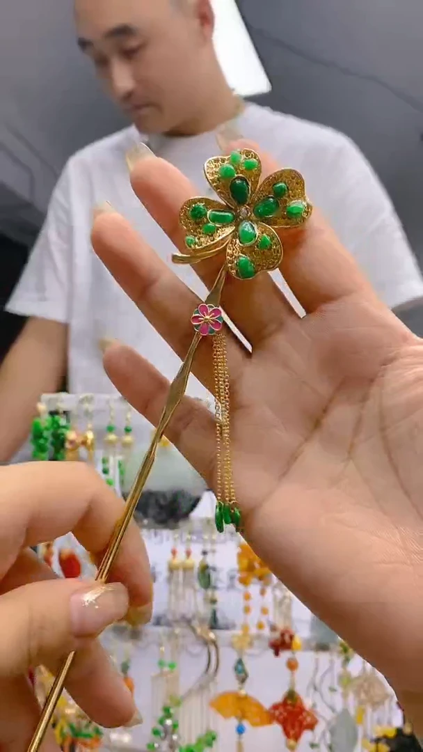 【闪购商品】翡翠耳饰合金0156翡翠发簪