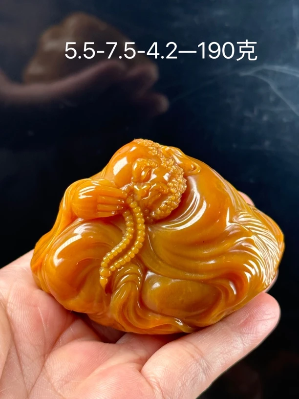 优质寿山石田黄达摩圆雕摆件收藏礼品