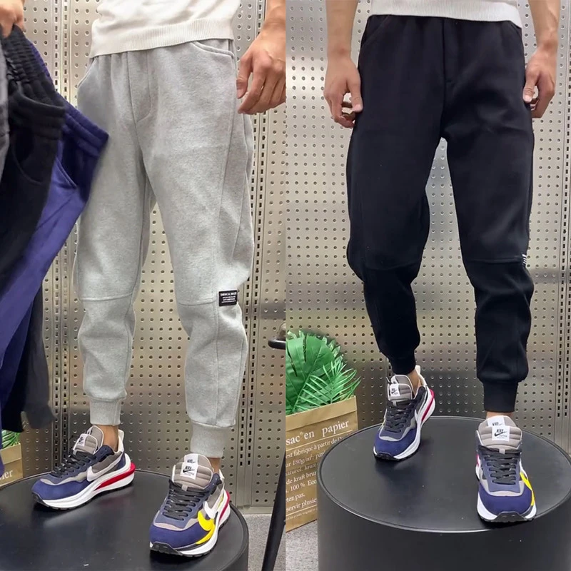 夏季灰色卫裤男宽松运动休闲裤青年百搭潮流小脚裤精神高级感男装