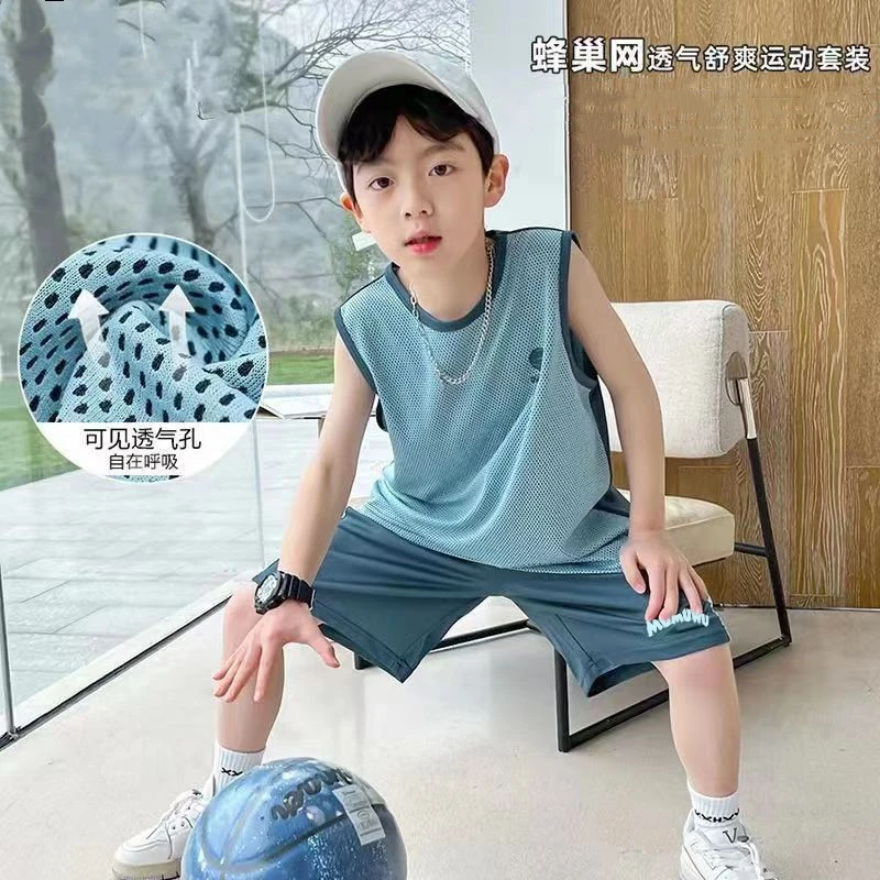 男童夏季套装无袖套装速干篮球服2025新款夏装帅气时髦潮