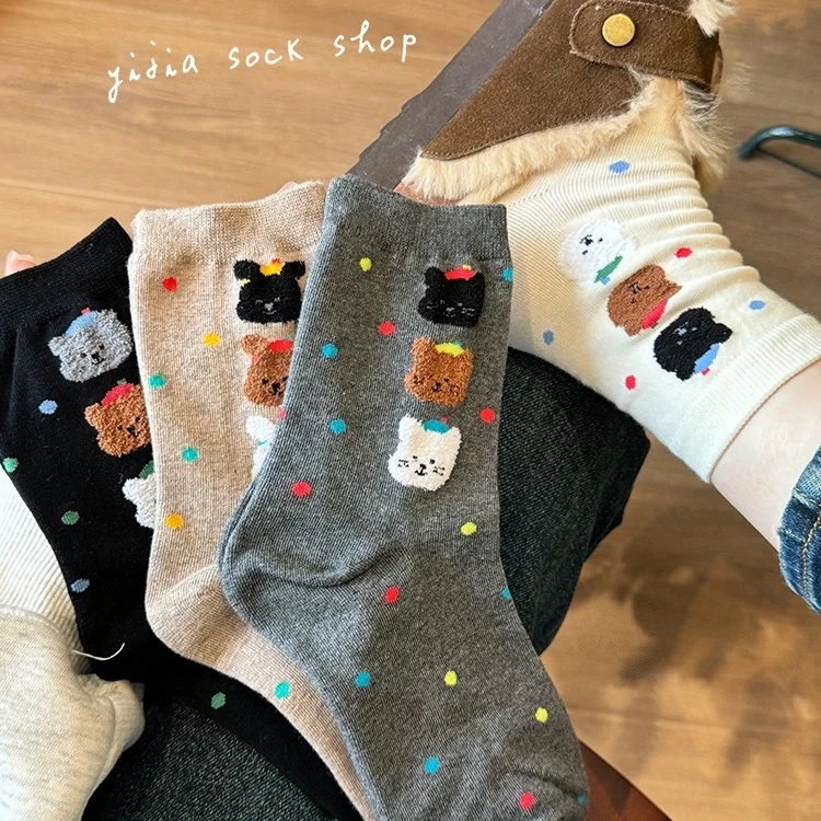 韩系少女ins风拍1拆3不对碰 高品质羊绒纯棉袜