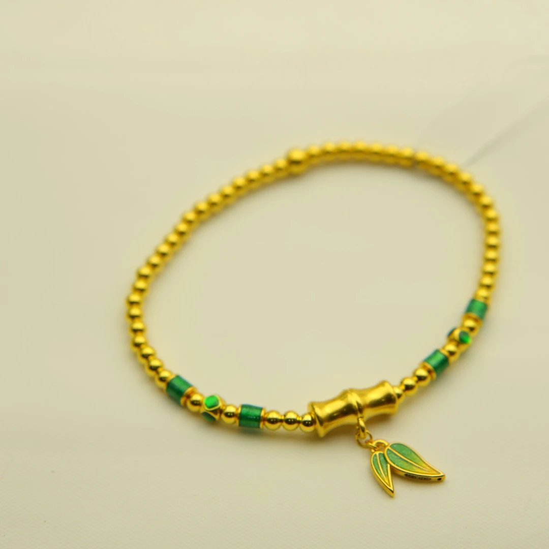 足金999竹节树叶手串