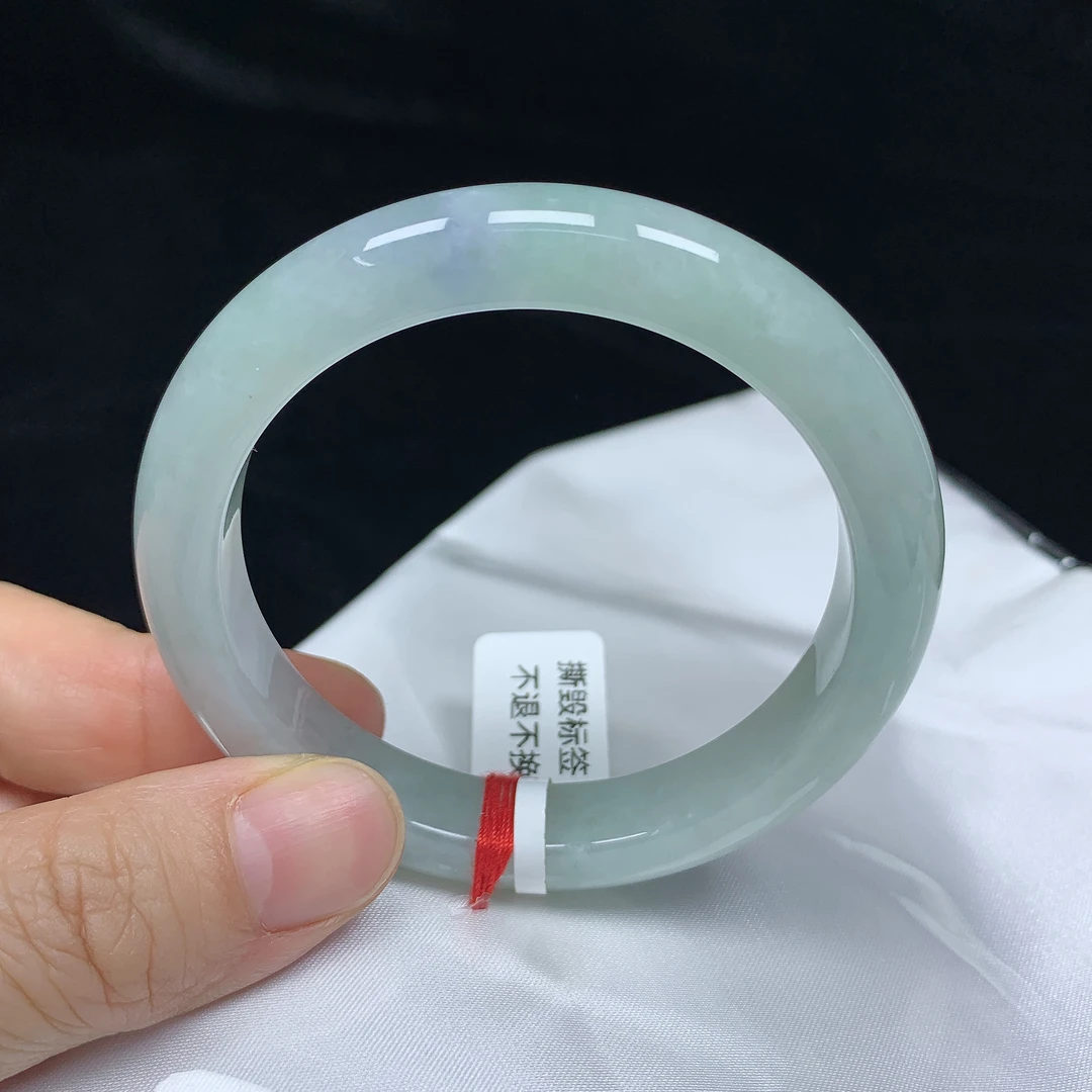 54圈春彩缅甸天然翡翠A货正圈手镯少女款时尚百搭平安玉镯无裂