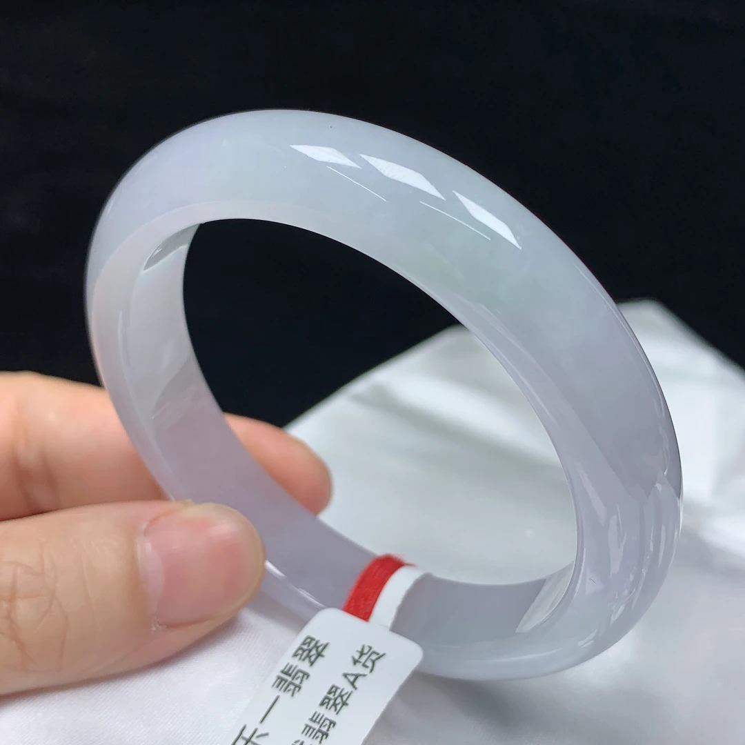 56圈冰润天然翡翠A货正圈手镯少女款时尚百搭平安镯玉镯无纹裂