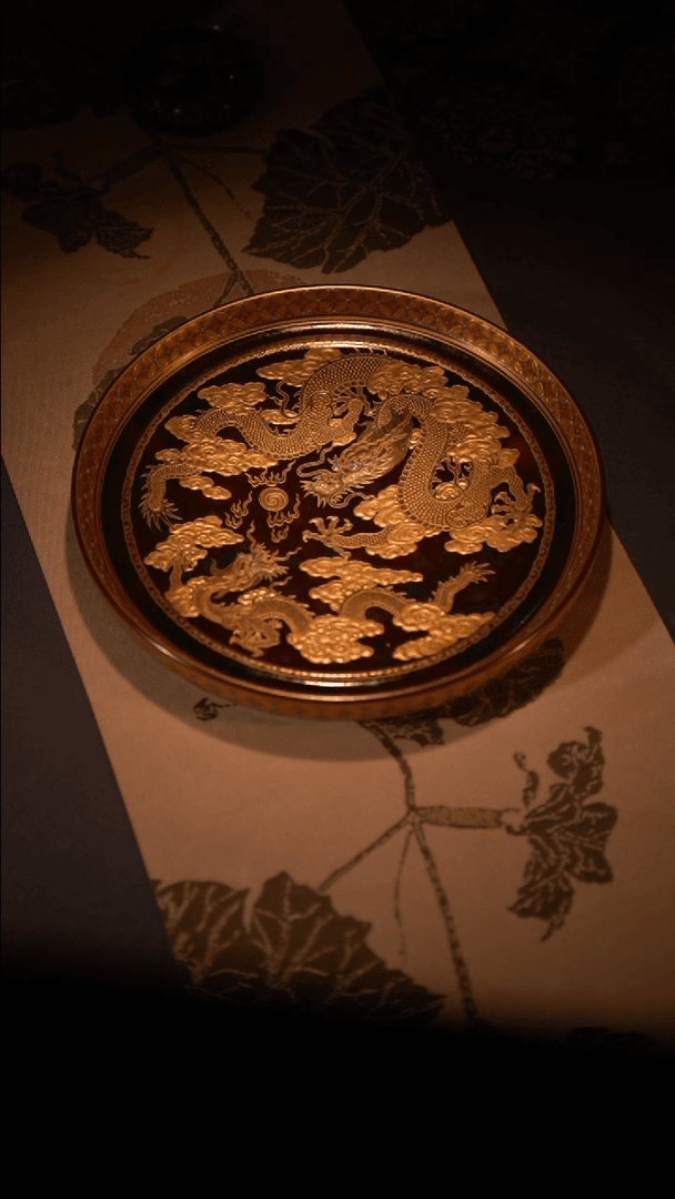 【闪购商品】瓷杯阿**我宝蕴阁 珐琅堆金苍龙教子壶承