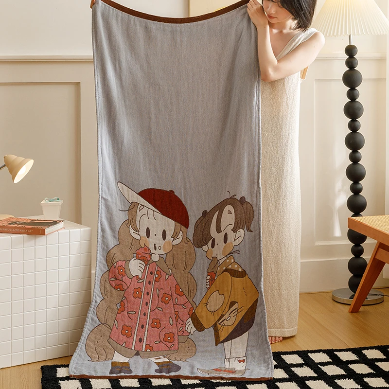 2024新款四层全棉纱布浴巾沙发巾休闲旅行毯子