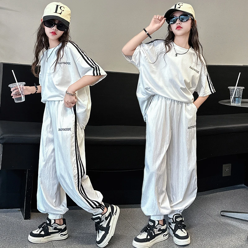 女童夏季套装新款8-15岁潮流中大童学生时尚薄款洋气休闲运动显瘦