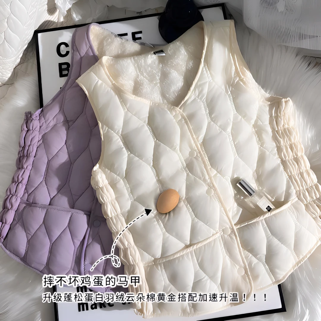 冬季保暖羽绒女款马甲小红书学院风防寒修身显瘦更快升温北极绒